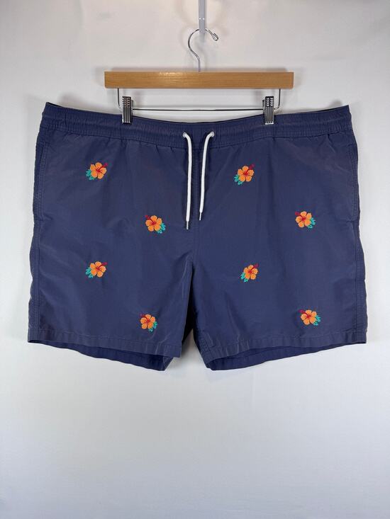 Brooks Brothers Other - Brooks Brothers Mens XL Swim Trunks Navy Hibiscus Embroidered Mesh Lined